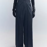 Adrian Wool Check Asymmetric Pants