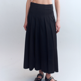 Hilde Raw Edge Pleated Wool Skirt
