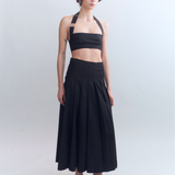 Hilde Raw Edge Pleated Wool Skirt