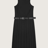 Alicja Pleated Wool Blend Midi Dress