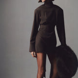 Anais Wool Tie Back Mini Dress