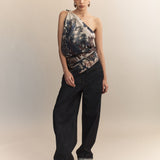 Dione Deadstock Raw Denim Barrel Leg Fold Up Jeans