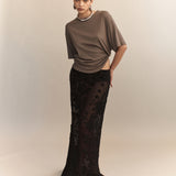 Eirene Silk Velvet Devore Skirt