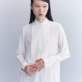 Camille Silk Crepe Tuxedo Blouse