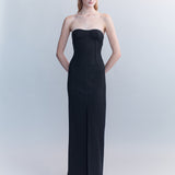 Solveig Chalkstripe Wool Bustier Dress