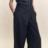 Adrian Wool Check Asymmetric Pants