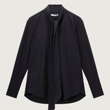 Linae Raw Edge Poplin Tie Shirt