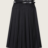 Hedi Double Belted Raw Edge Wool Maxi Skirt