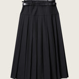 Hedi Double Belted Raw Edge Wool Maxi Skirt