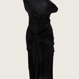 Lorens Off Shoulder Silk Midi Dress