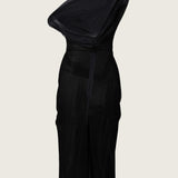 Lorens Off Shoulder Silk Midi Dress