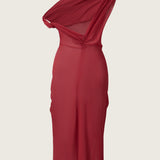 Lorens Off Shoulder Silk Midi Dress