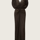 Helene Ruched V Neck Gown