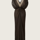 Helene Ruched V Neck Gown