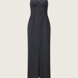 Solveig Chalkstripe Wool Bustier Dress