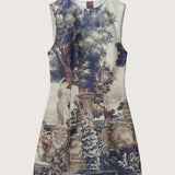 Verdure Tapestry Print Denim Mini Dress
