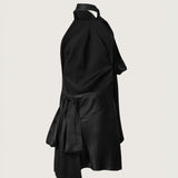 Elise Silk Satin Tie Neck Mini Dress