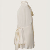 Elise Silk Satin Tie Neck Mini Dress
