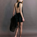 Preorder - Elise Silk Satin Tie Neck Mini Dress