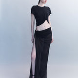Florens Silk Georgette Knot Skirt