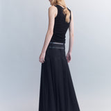 Hedi Double Belted Raw Edge Wool Maxi Skirt