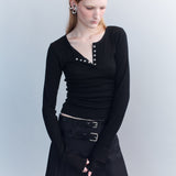 Hilda Double Belted Raw Edge Wool Mini Skirt