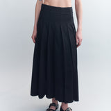 Hilde Raw Edge Pleated Wool Skirt