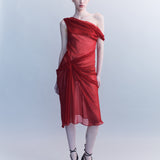 Lorens Off Shoulder Silk Midi Dress