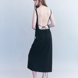 Origami Wool Backless Dress