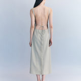 Origami Wool Backless Dress