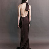 Preorder - Therese Silk Satin Tie Neck Gown