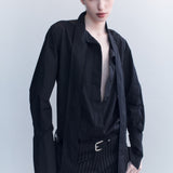 Linae Raw Edge Poplin Tie Shirt