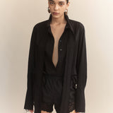 Linus Raw Edge Cotton Voile Tie Shirt