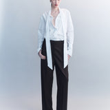 Preorder - Linae Raw Edge Poplin Tie Shirt