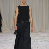 Preorder - Double Belted Pleated Maxi Skirt