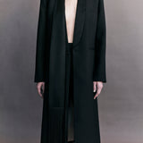 Valentin Satin Scarf Wool Tuxedo Coat