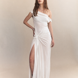Sorens Silk Georgette Off Shoulder Gown